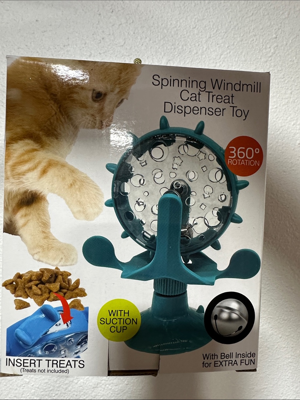 Spinning Windmill Cat Treat Dispenser Toy - Teal